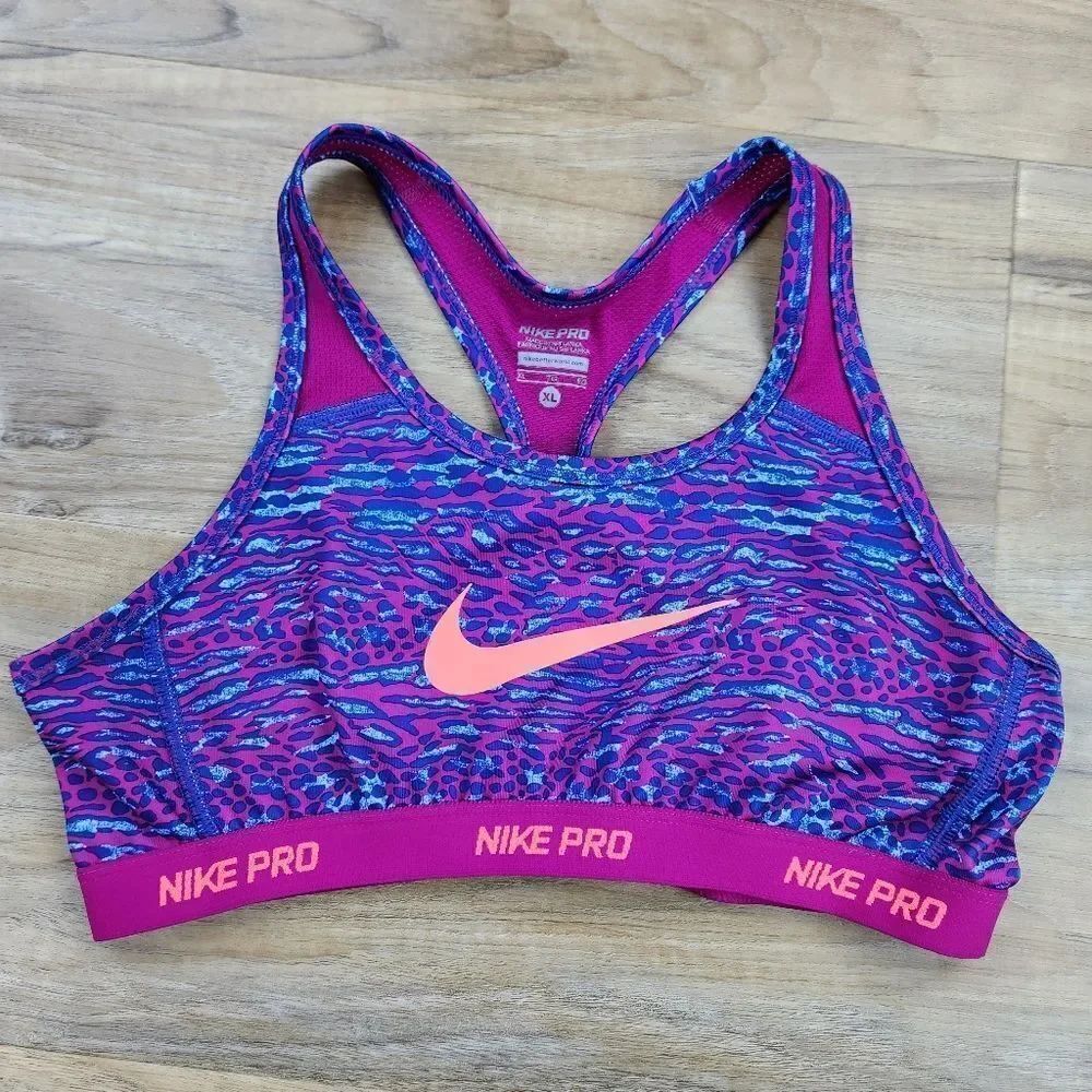 🔹️Nike Fuchsia Animal Print Racerback Sports Bra Youth XLarge